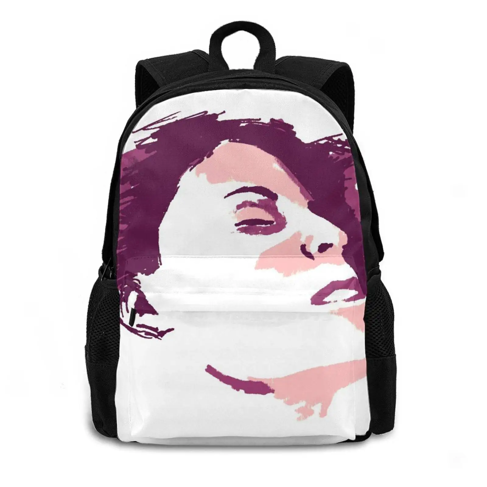 Relaxed Girl Art Print Backpack For Student School Laptop Travel Bag Relaxed Mellow Asleep Girls Womens Pastel Purple Eyes