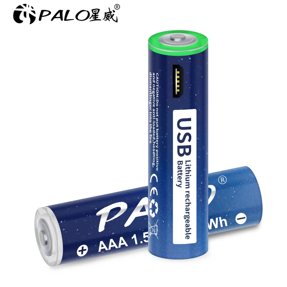 PALO USB 1.5V AAA Rechargeable Battery Li-ion Batteries 1.5 Volts AAA Cell Battery for Remote Control Wireless Mouse + USB Cable