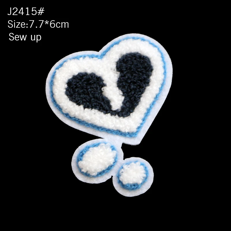 2pcs Lovely Towel Chenille Color Heart Bear Star Bow Embroidery Sewing Patch Stripe Badge DIY Clothes T-shirt Pants Backpack Hat