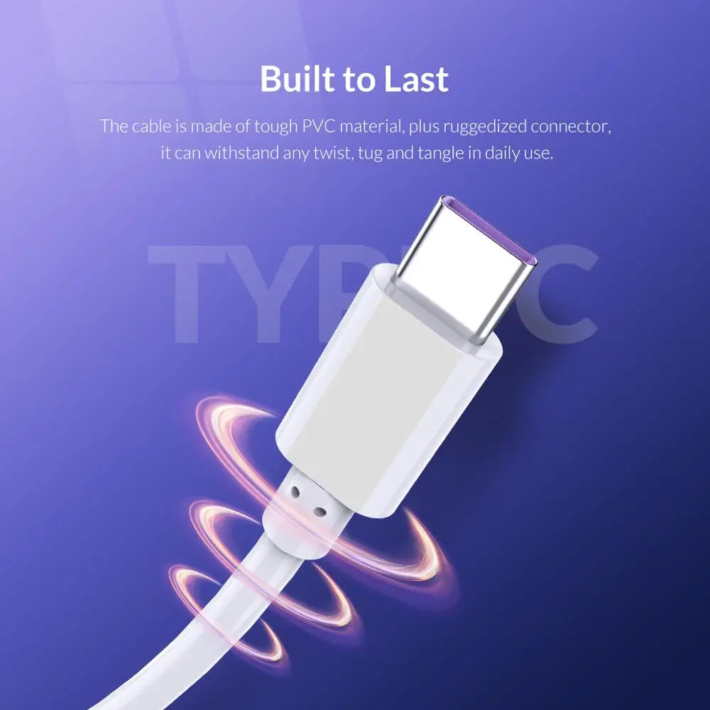 ORICO 3A USB Type C QC3.0 Fast Charging Cable for Samsung Xiaomi Huawei for Macbook Pro Mobile Phone Tablet