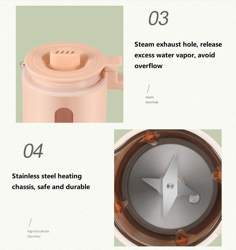 220V 350ML Điện Sữa Đậu Nành Máy Xay Máy Đa Mini Di Động Máy Ép Trái Cây Tự Động Máy Ép Rau Quả Chức Năng Làm Nóng