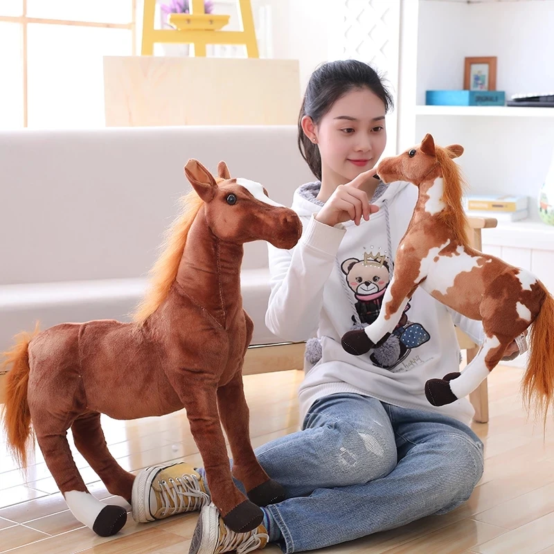 30-90cm 4 Styles Simulation Horse Plush Toy Stuffed Lifelike Animal Doll Baby Kids Gift Home Shop Decor Triver High Quality Toy