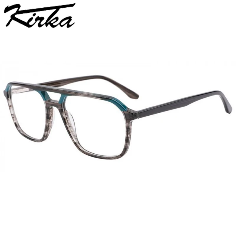 

Kirka Women Acetate Glasses Frames Double Layer Suqare Frame for Lady Female Eyeglasses Optical Prescription Clear Lens WD4129