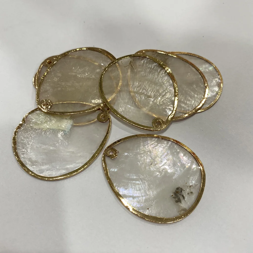 1PC Natural Mirror Shell Pendants Disc Shape Shells Pendant Charms for Jewelry Making DIY Necklace Earrings Accessories Gifts