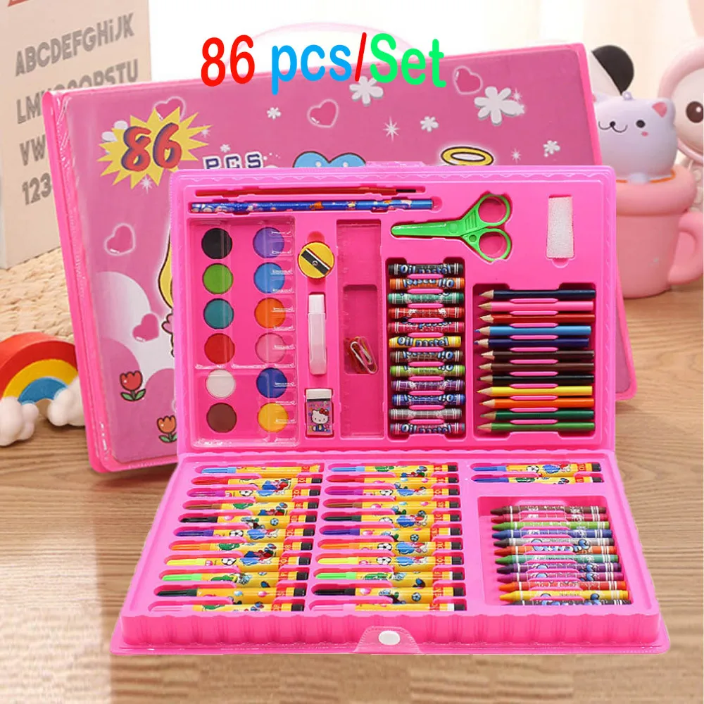 86pcs Colored Pencil Artist Kit Painting Crayon Marker Pen Brush Drawing Tools Set Kindergarten Supplies for  Children kids gift