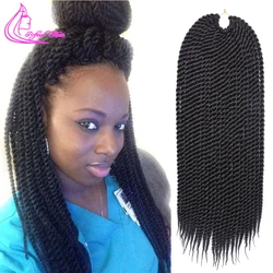Extensiones de cabello trenzado senegalés para mujer negra, trenzas de ganchillo, Ombre, marrón, gris, sintético, 22 hebras/pc