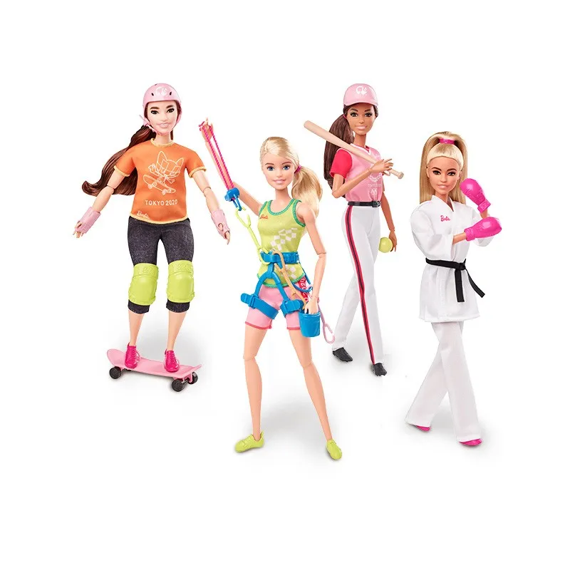 original Barbie  Tokyo 2020 Jacket Sport Climber/Skateboarder/Softball/Karate doll made to move 22 joints bendable GJL73