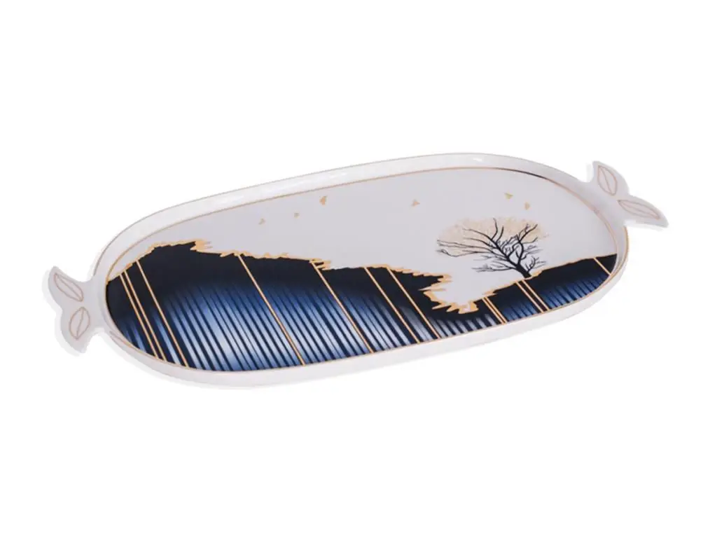 

DOLBOVI Zücev Blue Dream Tree Pattern 45x27cm Porcelain tray BLUEDREAM-250 tray поднос plateau de service