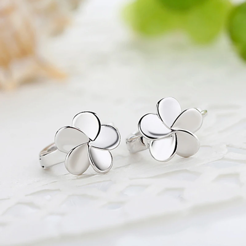 Hot Romantic 925 Sterling Silver Earrings For Women Exquisite Flower Hoop Earring Girl Fashion Jewelry Party Accessories KOFSAC