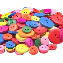 25-100Pcs 15-25MM Wooden Sewing Buttons Scrapbooking Round Colorful Mixed Two Holes Children's Handmade Crafts Diy Wood Buttons