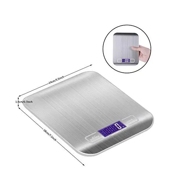 Di alta Precisione Da Cucina Elettronica Bilancia s 5kg/1g LCD Digital Cibo Bilancia In Acciaio Inox Peso di equilibrio Bilancia strumento Libra argento