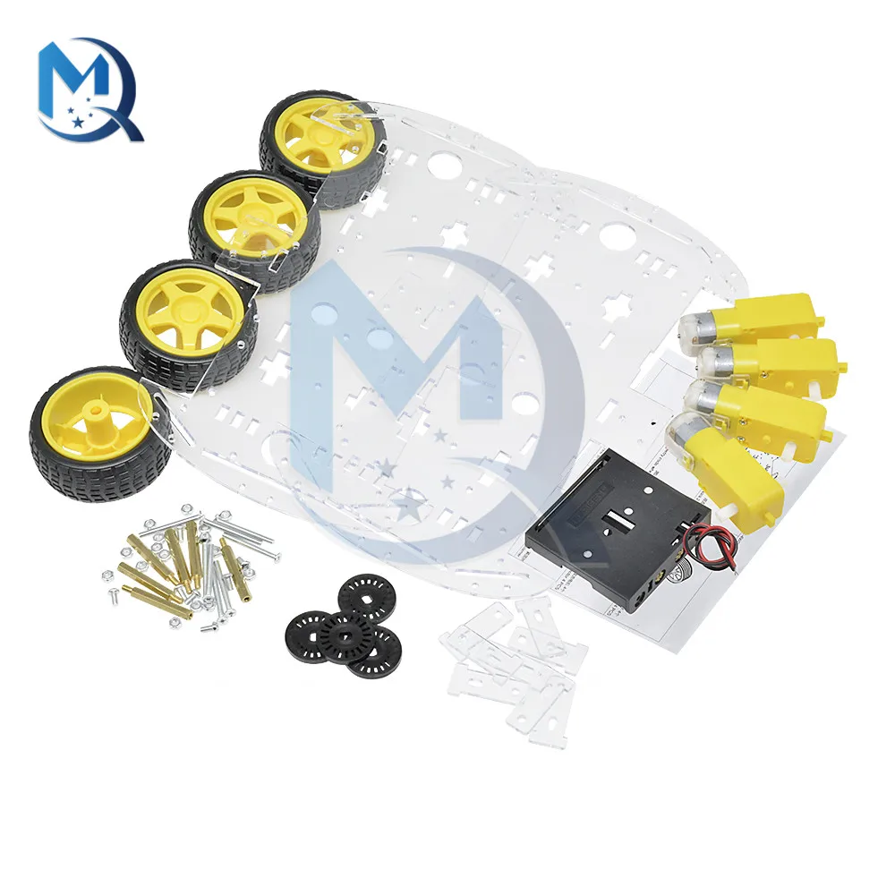 Smart Car Kit fai da te 4WD Kit telaio per auto Robot intelligente a 4 ruote con Encoder di velocità scatola batteria Set elettronico fai da te per