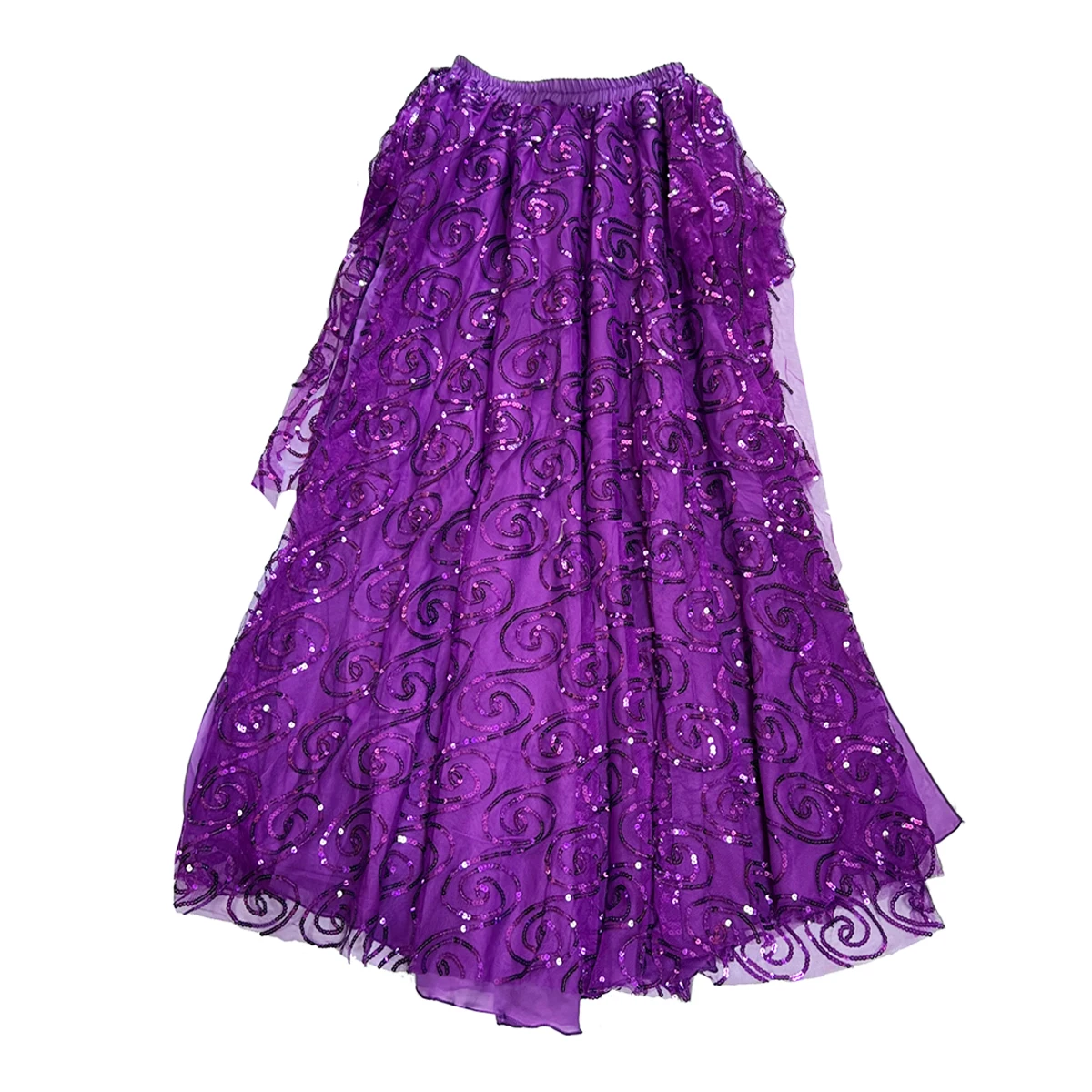 Women Belly Dance Clothes Full Circle Maxi Skirt Side Split Long Skirt Girls Belly Dance Skirts Sequins (without belt)