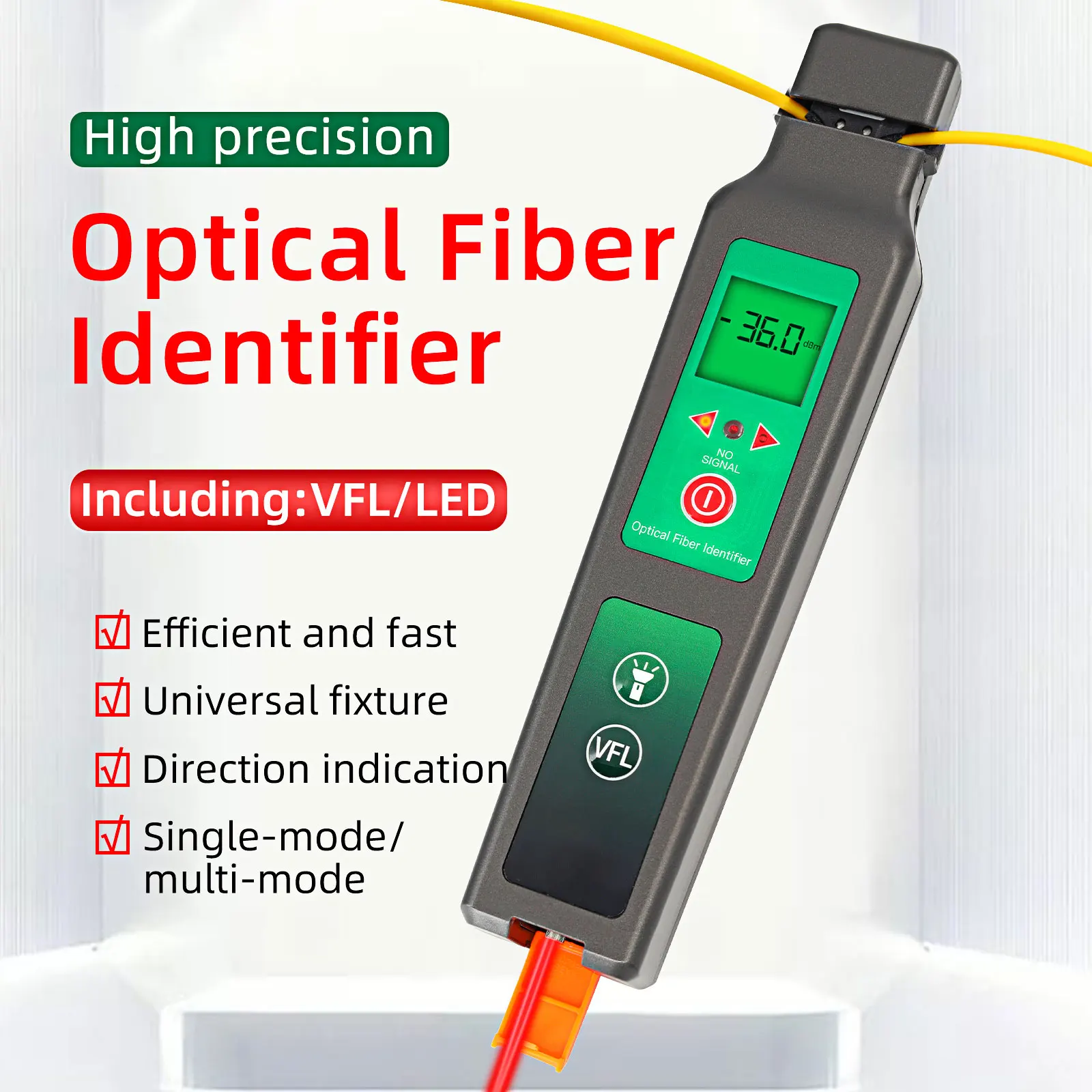 

Optic Fiber Identifier + VFL OFI Live Fiber Identifier Detector 900-1650nm SM and MM with Visual Fault Locator