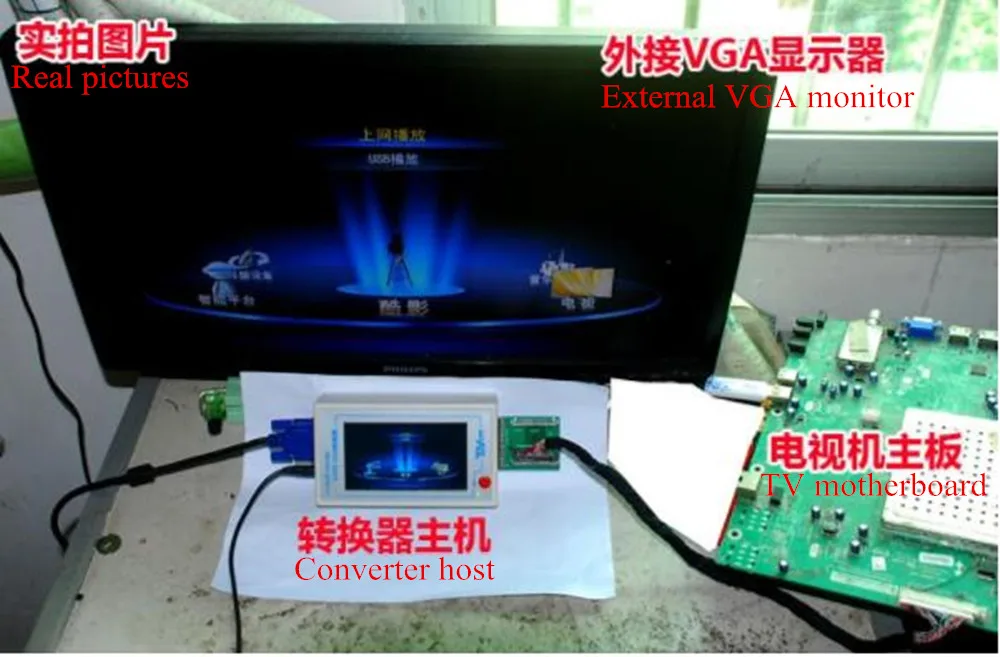 Official TV160 LVDS Turn VGA Converter Supporting CRT Liquid TV Display Motherboard Tester Tool + 5 Adapter Planes Power Adapter