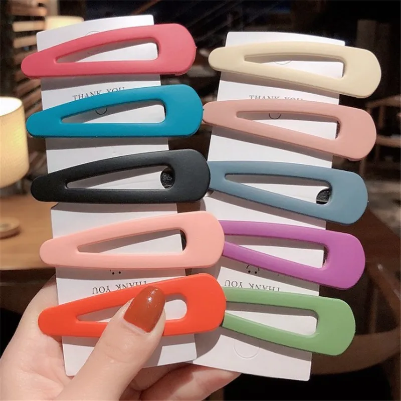 Solid Color Hairpins Geometric Waterdrop Sweet Hair Accessories Clips Barrettes Hairgrips Women Girls Holder Headwear Headband