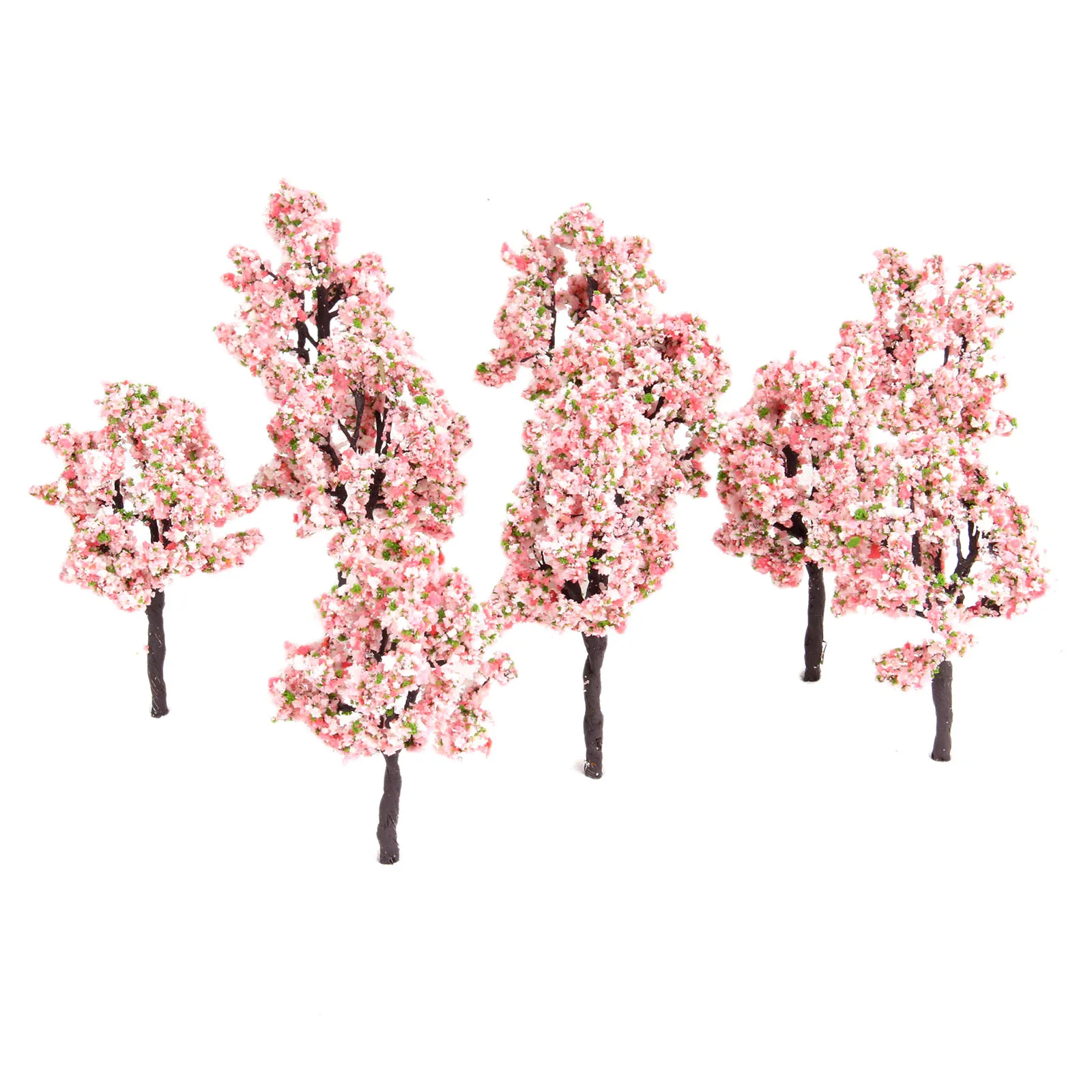 10pcs 4.5inch/11cm Pink Flower Model Tree Aritificial Plants Railway Train Diorama Garden Scenery OO HO Scale Building Landscape