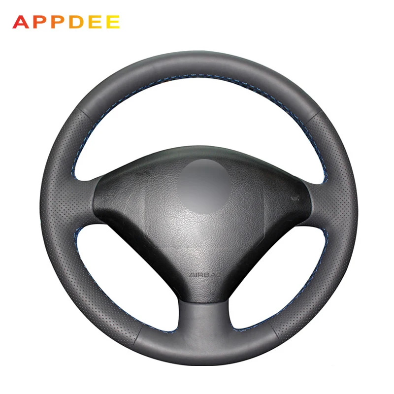 APPDEE Black Artificial Leather Car Steering Wheel Cover for Peugeot 408 Peugeot 308