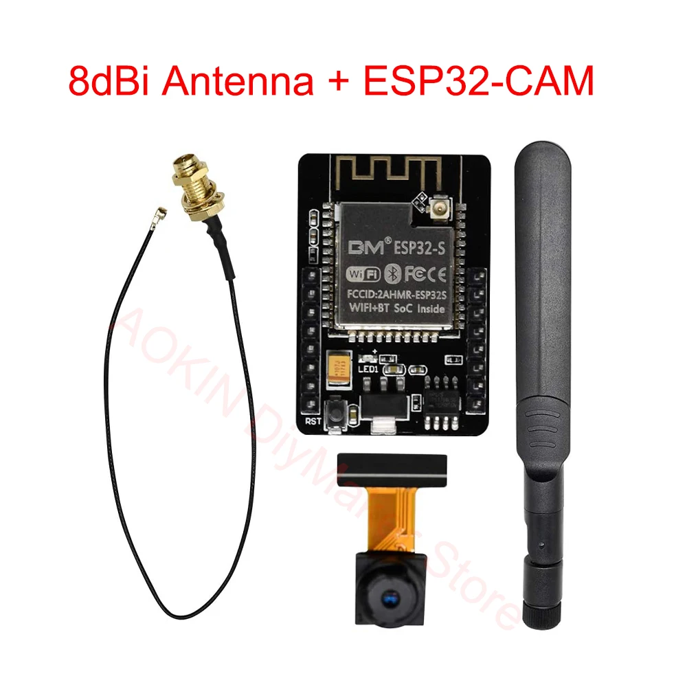 

ESP32-CAM WiFi Module ESP32 serial to WiFi ESP32 CAM Development Board 5V Bluetooth with OV2640 Camera Module + 8DBI Antenna