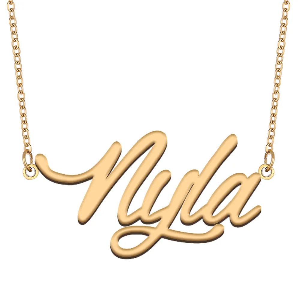 

Nyla Name Necklace for Women Personalized Stainless Steel Jewelry Gold Plated Nameplate Pendant Femme Mother Girlfriend Gift