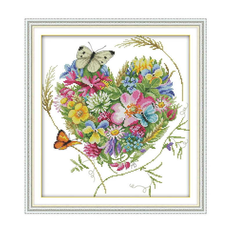 Joy Sunday Butterflies Love Flowers Cross Stitch Kits 14CT 11CT Clear Print Counted Pattern Needles Embroidery Set For Beginners