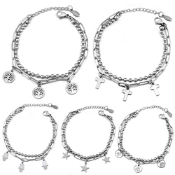 New Double Stainless Steel Bracelet 18CM Adjustable Tree of Life Young Trending Bracelet Bangles Jewelry 2021 For Women Gift