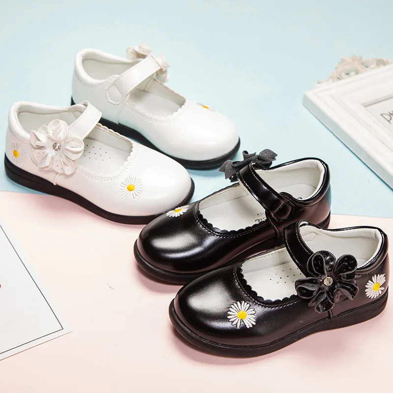 Mode Blume Schuhe Für Große Kinder Kleid Für Schule Schuhe Für Kleine Mädchen Schwarz Prinzessin Leder Kinder Schuhe 3 10 zu 12 Jahr