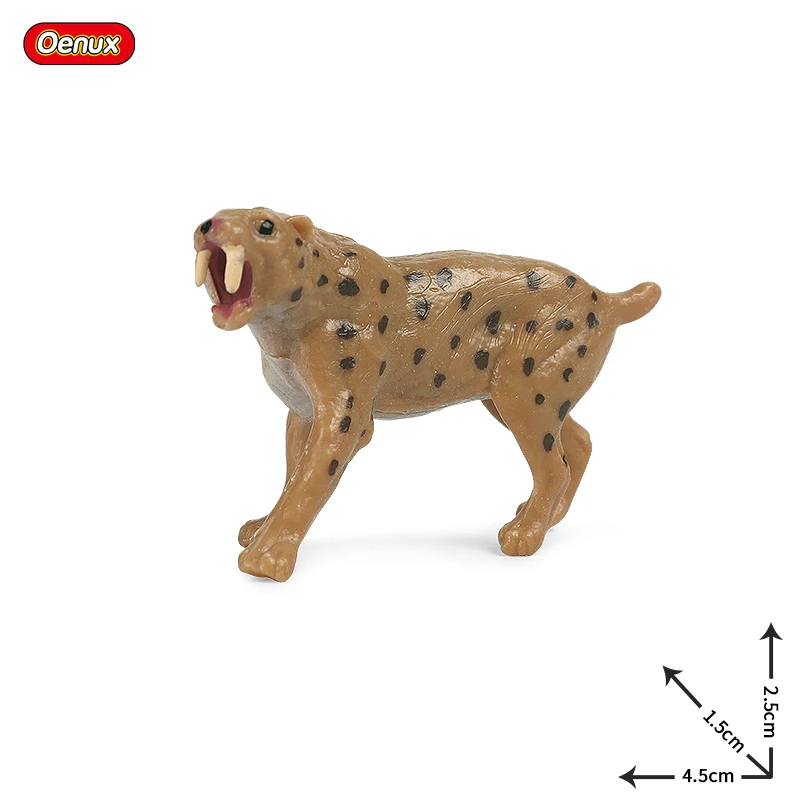 Oenux Mini Ancient Prehistory Wild Animals Sabre-toothed Tiger Mammoth Elephant Action Figure Figurines PVC Model Education Toys