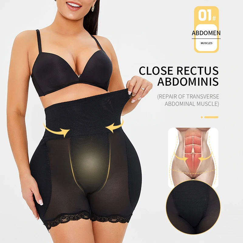 Culotte taille haute et basse pour femmes, rembourrée, rehausseur de fesses, faux cul, vêtements de mise en forme des hanches, Corset Sexy, Shorts respirants