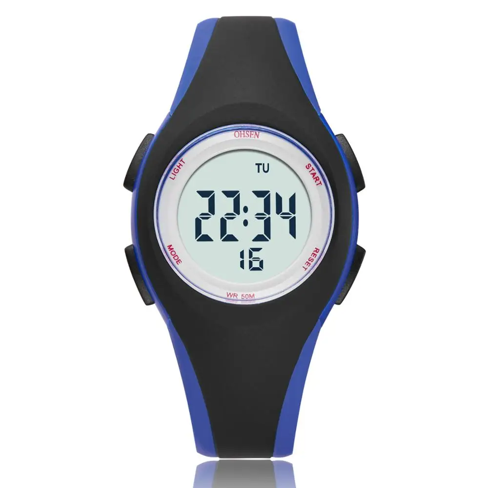 OHSEN Kids Digital Sport Watches 50M Waterproof Electronic Wristwatch Stop Watch LED Clock Children Watch For Boys Girls