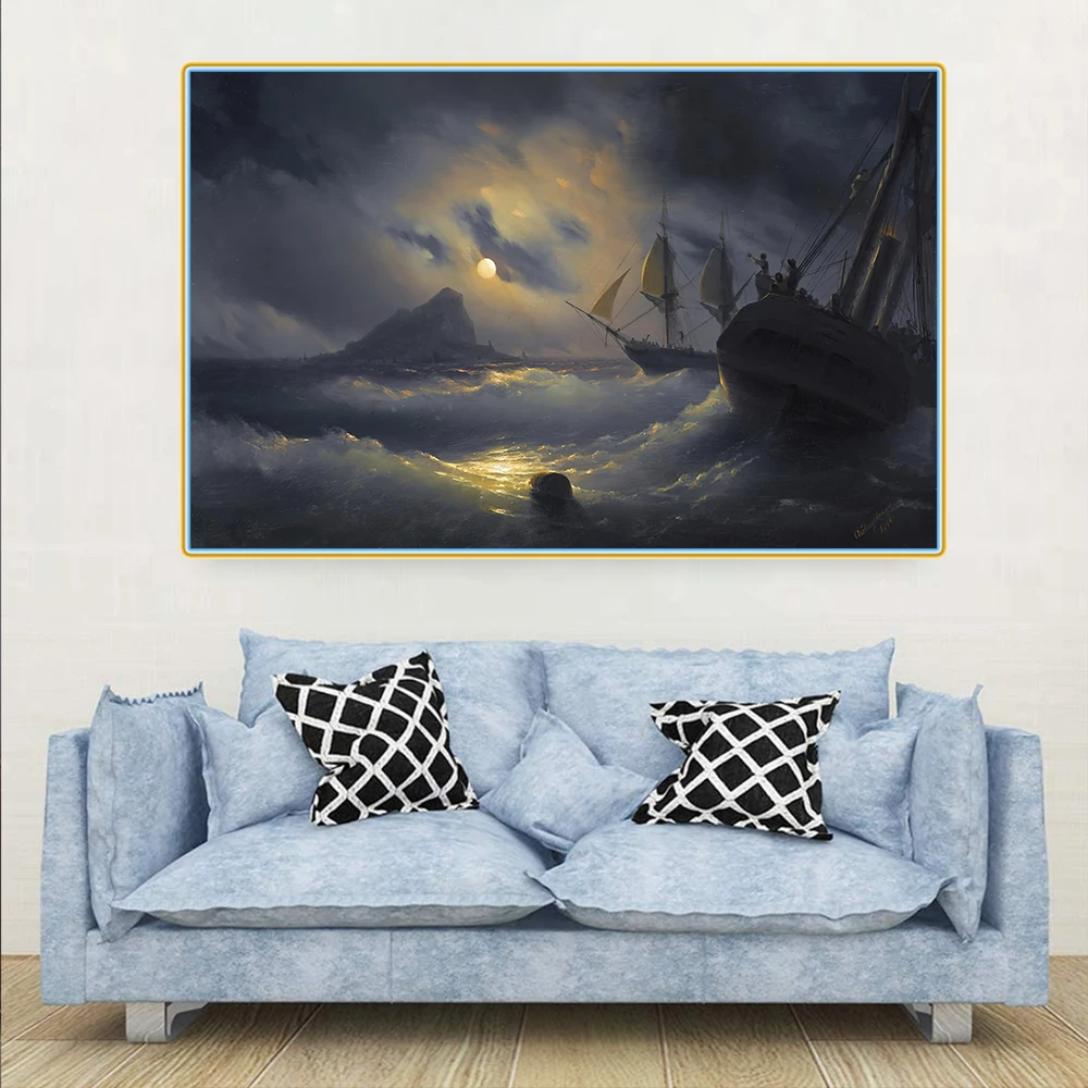 قماش النفط اللوحة للديكور المنزل ، طباعة ملصق ، صورة ، الحديثة جدار ديكور ، غرفة المعيشة ، شروق الشمس ليلا