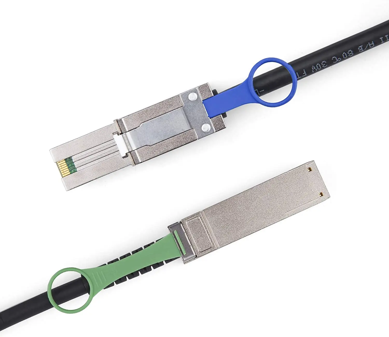 QSFP (SFF-8436) to MiniSAS (SFF-8088) DDR Hybrid Mini SAS Cable, External Copper SAS Cable for NetApp, 100-Ohm, 1.5-m