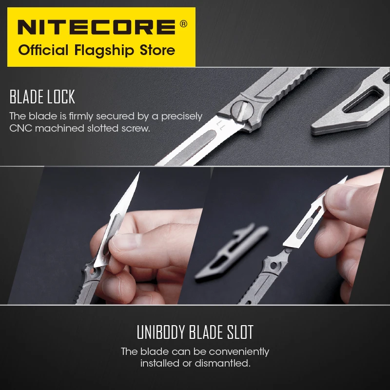 NITECORE-Couteau Unibody en Alliage de Titane NTK07 TC4, CNC, Ultra-Mince, observateur, Mini DulKnife Portable pour la Survie, la html, EDC