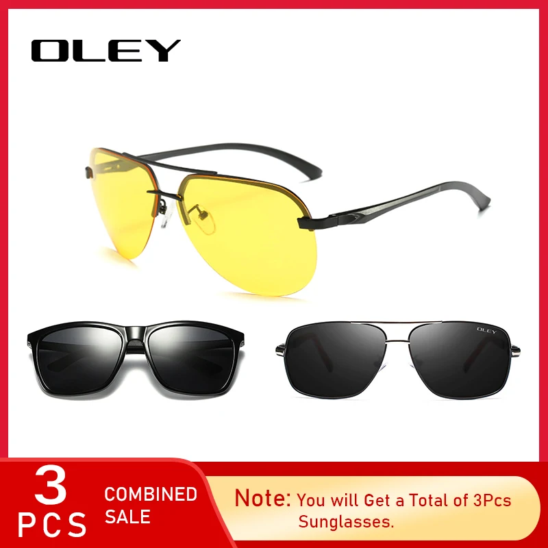 3PCS Combined Sale OLEY Brand Design Sunglasses Men Polarized Mirror Lens 100% UV Protection Oculos De Sol