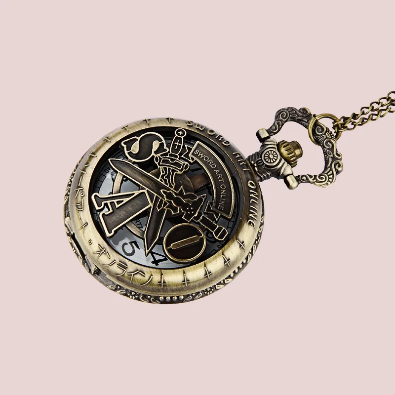 8130Can Turn Retro SOA Pocket Watch Hollow Two Swords With Retro Japanese Side Ring Hollow Out  Out Large Pocket Watch