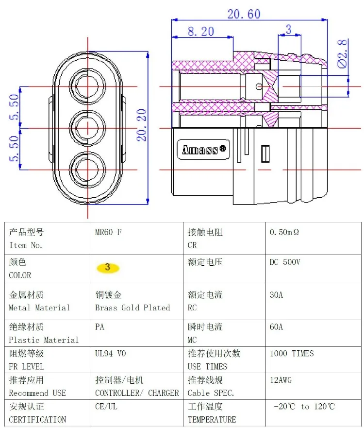 1pairs MR60 Plug with Protector Cover 3.5mm 3 core Connector T plug Interface Connector Sheathed for RC Model