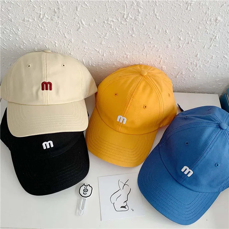 Women Summer M Letter Baseball Cap Fashion Korean Breathable Cotton Adjustable Sun Hat Men Women Snapback Cap Outdoor Peaked cap