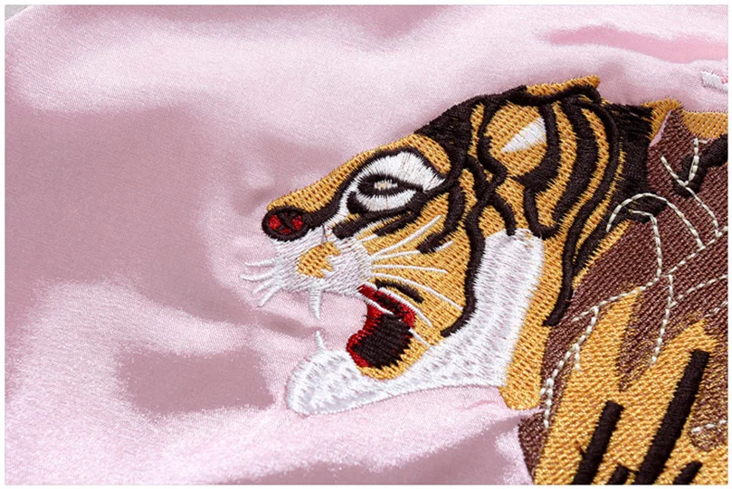 Double Sided Satin Baseball Jacket Women Sukajan Jacket Female Girls Embroidery Coat 2026 Spring Autumn Pink Z1A1