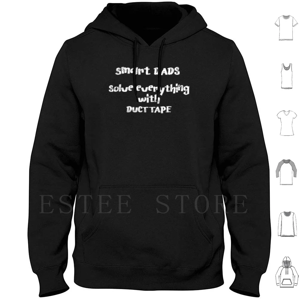 Mens Dad-Smart Dads Solve Everything With Duct Tape Hoodies Long Sleeve Duct Tape Silhouette Duct Tape Pen Duct