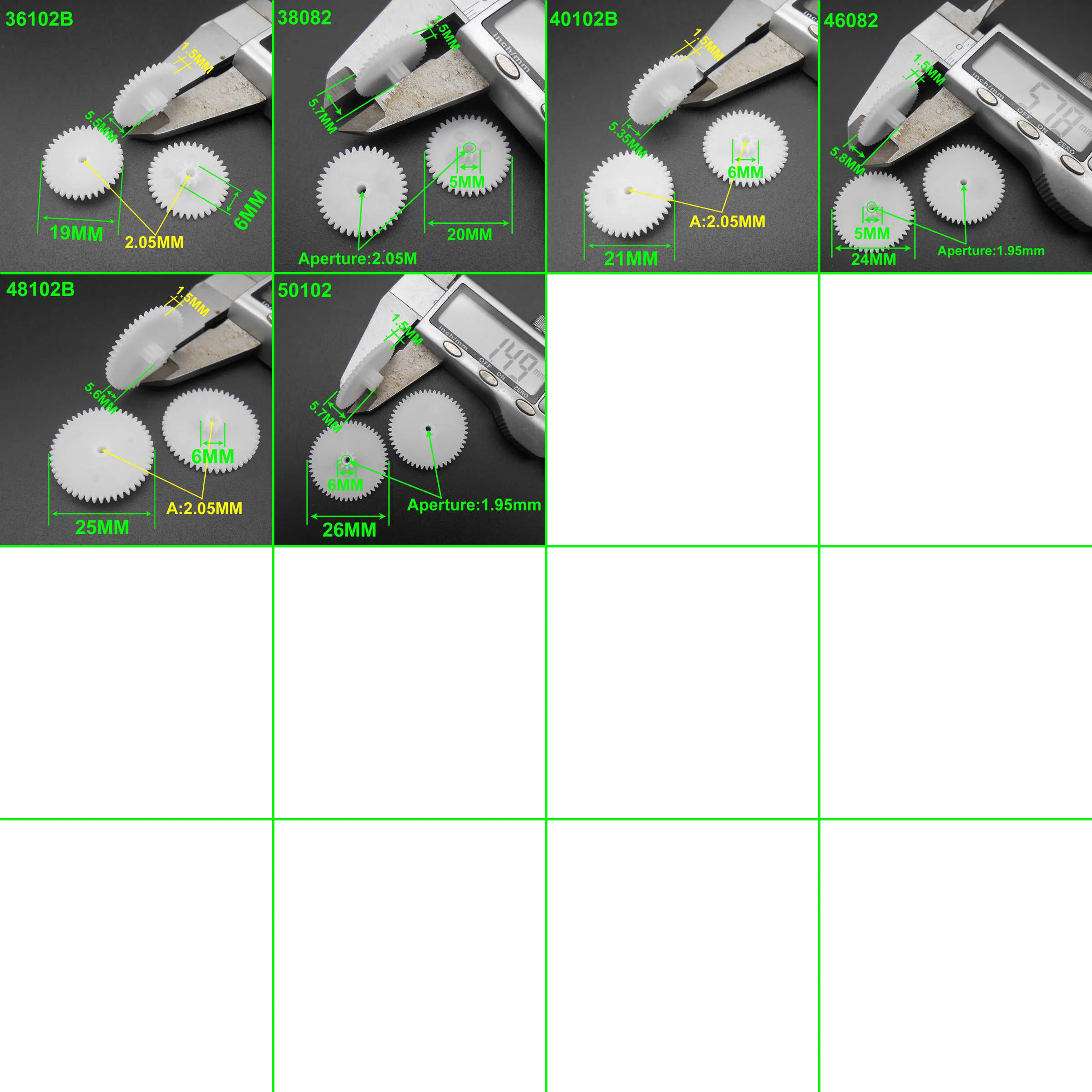 10Pcs 0.5 Modulus 0.5M Plastic Double Gear Reduction Bilayer Spur Hole 2.05MM 1.95MM 2MM 30T 32T 34T 36T 38T 40T 44T 46T 48T 50T