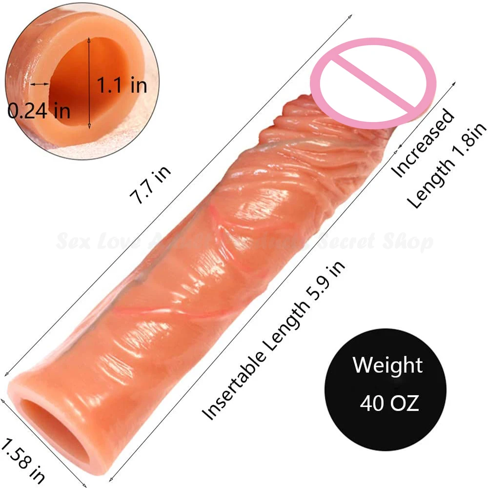 Silicone Penis Enlarger Delay Condoms For Men Realistic Penis Extension Cock Sleeve Dildo Enhancer Enlargement Intimate Goods