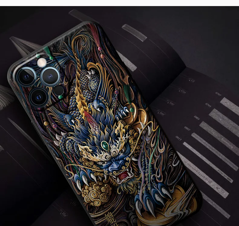 Chinese mythical beasts brave troops Embossed phone case For iPhone 15 Pro Max 14 Pro Max 13 Pro Max 12 11 soft case