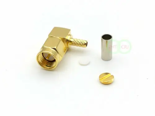 Imagem -05 - Bronze Rf-sma Macho Plug Ângulo Direito Friso Rg174 Rg316 Lmr100 rf Adaptador 100 Peças 300 Peças