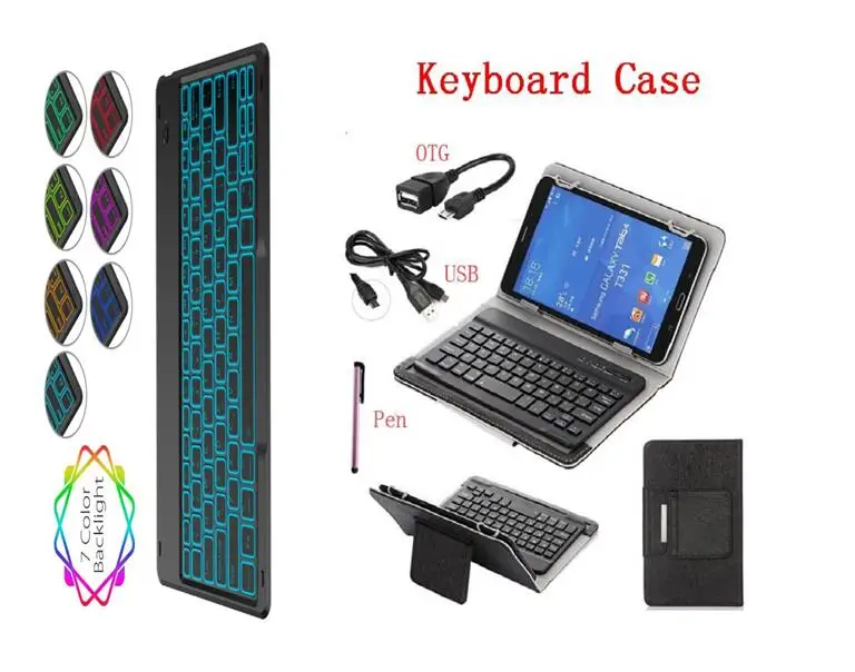 Backlit Keyboard Case for Samsung Galaxy Tab A A6 10.1 2016 Cover T580 T585 SM-T580 SM-T585 Tablet Bluetooth Keyboard + Pen