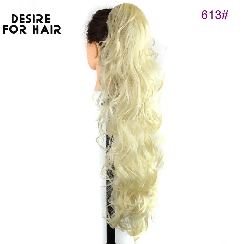 Desire for hair 30inch long 200g high temperature synthetic curly ponytail hair extensions with claw clip hairpieces for women