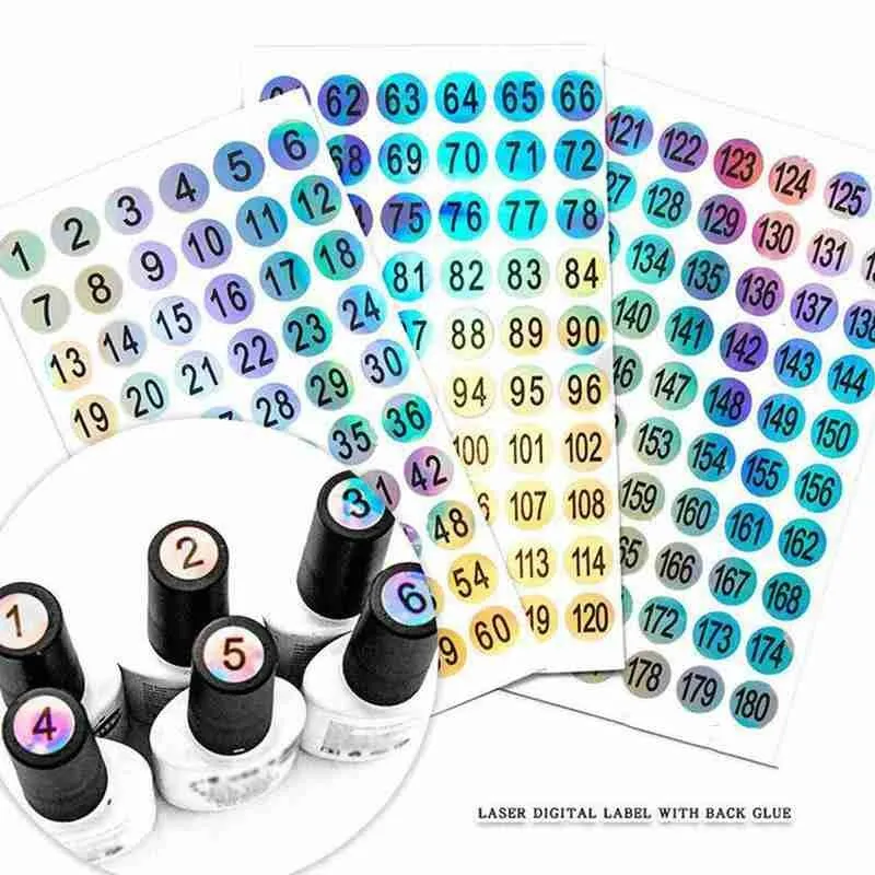 60pcs 1-180 Number Sticker Label For Nail Polish Color Gel Varnish Nails Marking Numbering Manicure Tool Digital Label Stickers