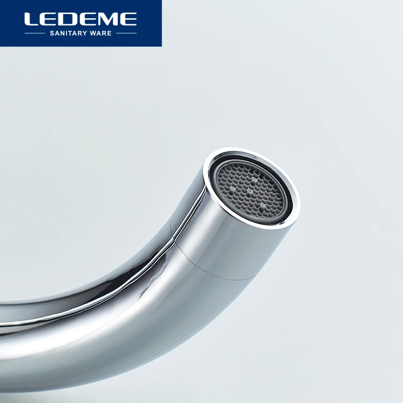 LEDEME Tap Kitchen Faucet 360 Degree Rotation with Cold and Hot Water Double handle Kitchen sink mixer Faucets Taps L4084-2
