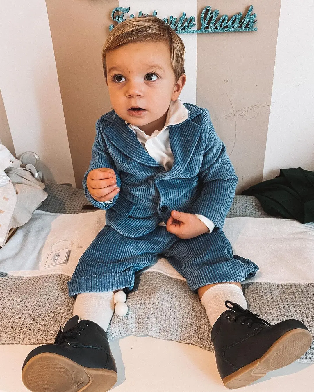 Corduroy คุณภาพสูงอย่างเป็นทางการชุดอาหารค่ำ Tuxedos Little Boy เด็กสำหรับงานแต่งงานวันเกิด Party Prom ชุดว่ายน้ำ2ชิ้น