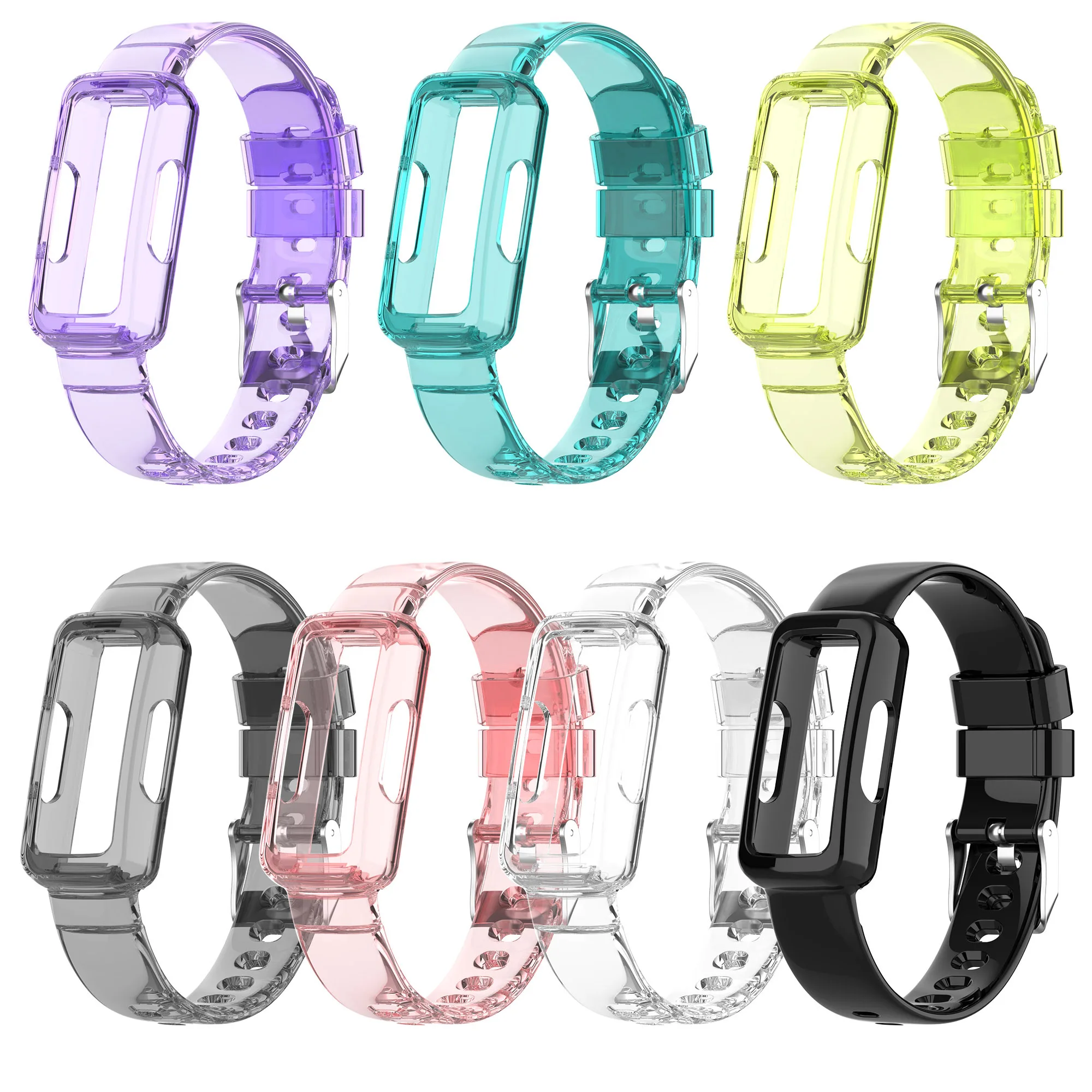 TPU Soft Frame Transparent Wrist Strap Case For Fitbit Luxe/Inspire HR/Ace 2/3 inspire2 Ace3 Smart Band Wristband Bumper Cover