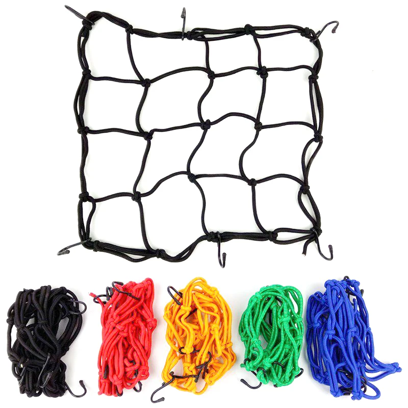 

30cm x 30cm Adjustable Colorful Bungee Cord Cargo Net Motorcycle Helmet Mesh Storage Tie Down